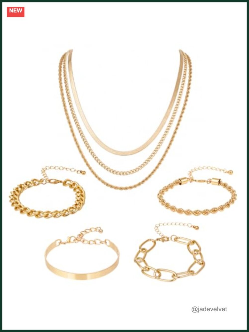 Layered Halloween Necklace Bracelet Set 90s Retro Costume Jewelry Women
